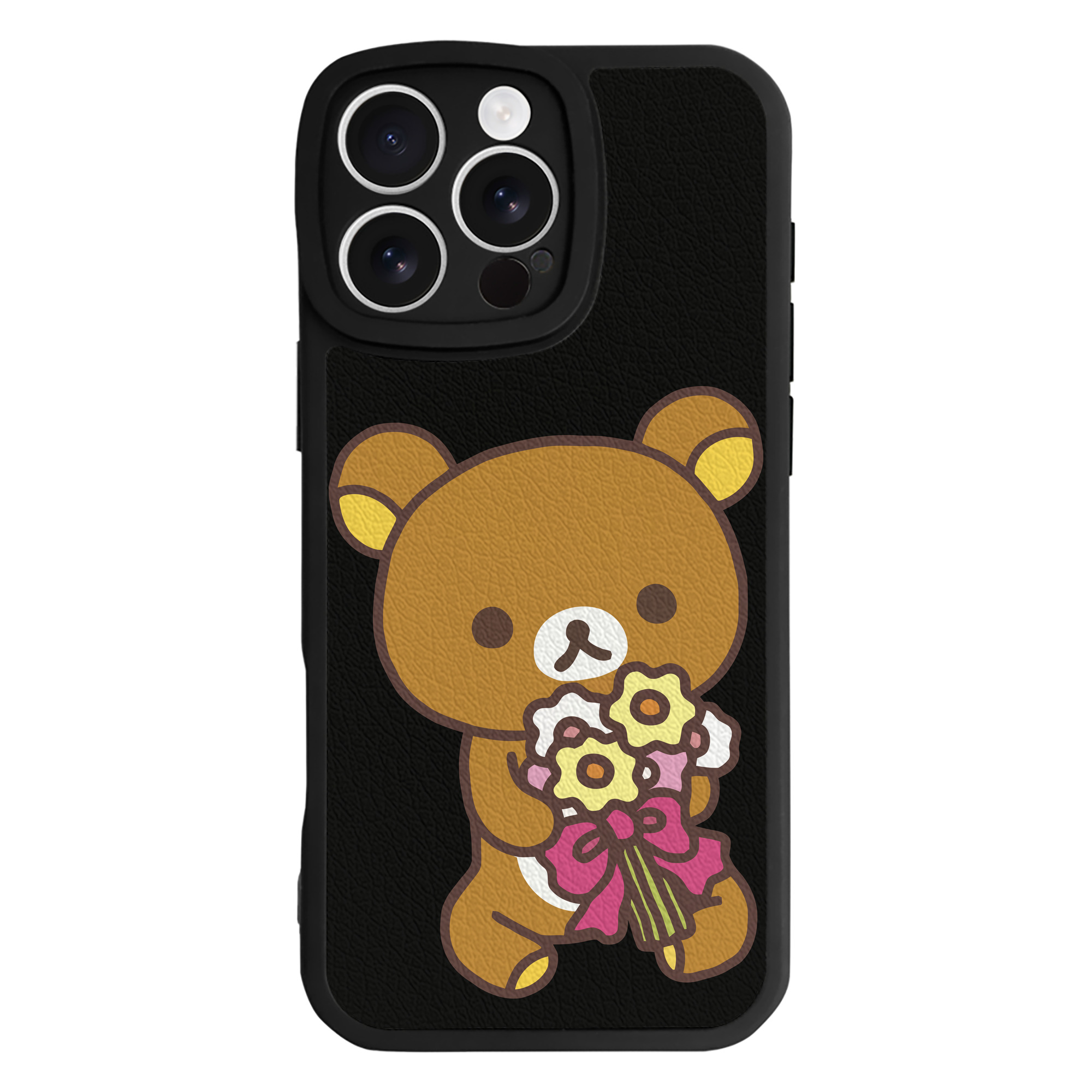 （画像用） リラックマ リラックマ キイロイトリ Rilakkuma Korilakkuma Kiiroitori 【iPhone 16シリーズ対応】シリコンスマホケース（レザー調） 材質：シリコン